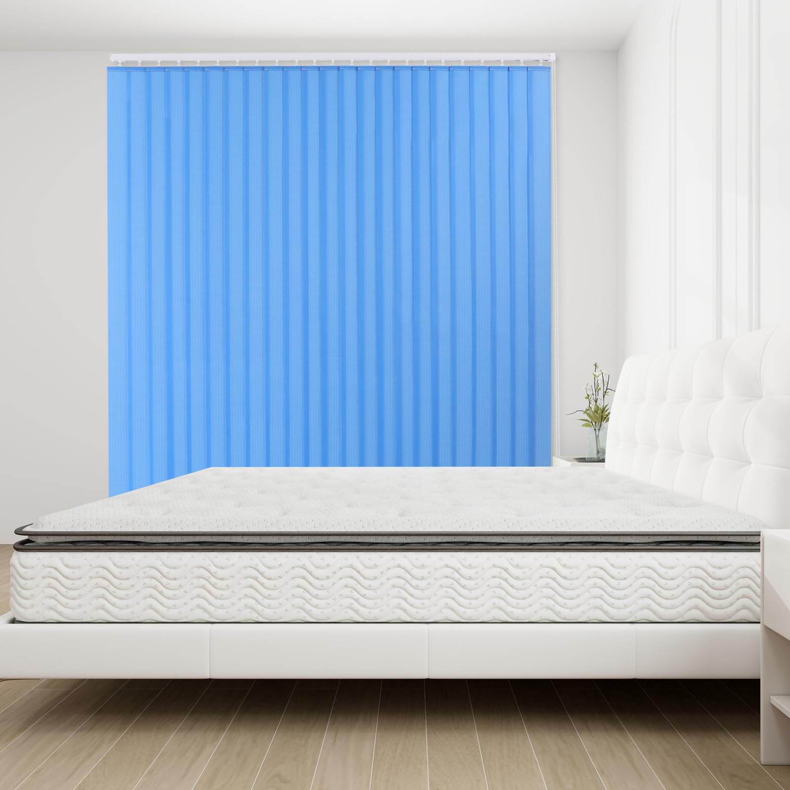 Vertikale Jalousien, Lamellenvorhänge, Moderne Verdunkelungsvorhang, Gestreift Schiebegardinen mit Befestigungshüllen für Zuhause, Schlafzimmer, Wohnzimmer, Büro 180 * 200cm (Blau)