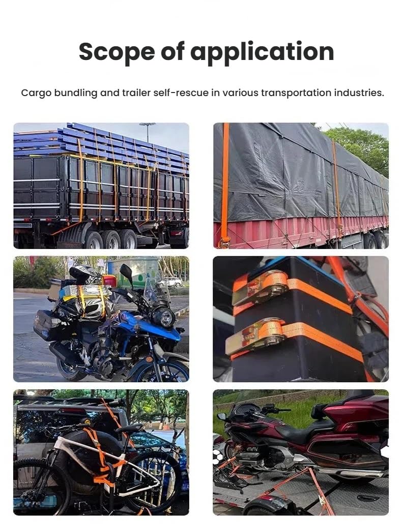 Correas de Amarre de trinquete de Alta Resistencia con Ganchos Dobles, Correas móviles de Equipaje de elevación de Alta Resistencia for recuperación de Camiones y remolques(2200 cm/72.2 ft)