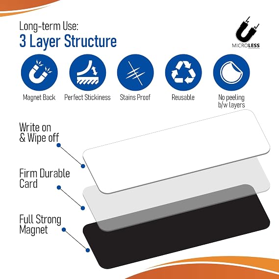 Dry Erase Magnetic Labels 15 Pcs - 4 x 4 inch, Best for Classroom, Home, Kitchen, Office & Craft Reusable Magnetic Dry Erase Labels with Strong Adhesion in White Color
