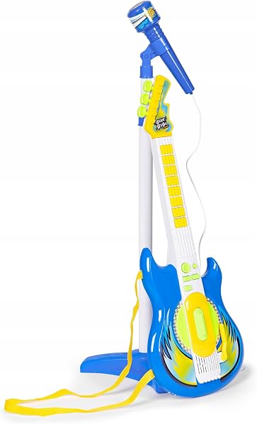 Guitare Électrique et Microphone avec Tige Jouet Enfants Guitare Rock Microphone Karaoké avec Connexion MP3 Smartphone Tige Réglable Haut-parleur Bases Musicales Guitares Rock Électronique (b) - 2
