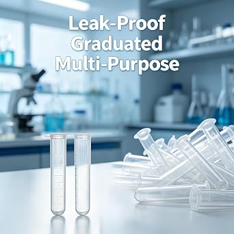 50PCS 10ml Plastic Centrifuge Tubes, Plastic Sample Bottles with Round Bottom, Centrifuge Vials with Graduation and Cap for Lab