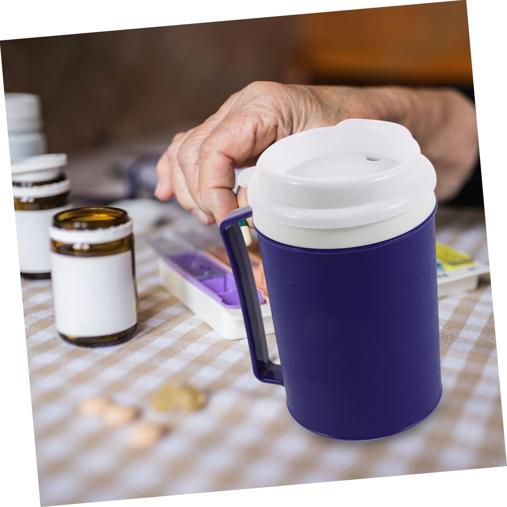 FRCOLOR 3 Piezas Taza De Viejo Tazas De Sorbo De Agua Para Paciente Discapacitado De Hospital De Alimentación Para El Paciente s Sin Derrames Para Ancianos Vasos Pp y