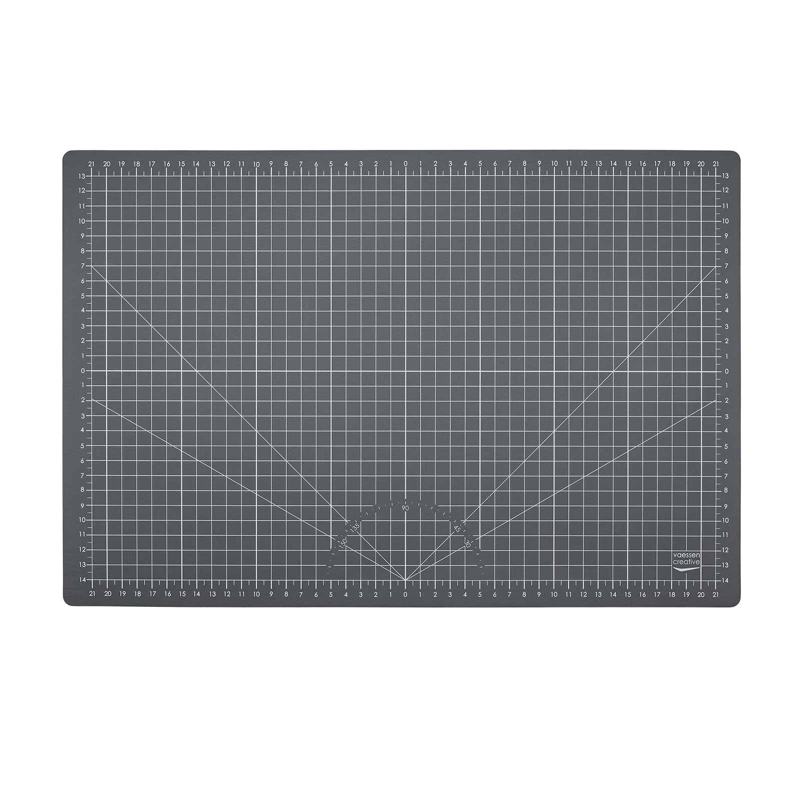 Vaessen Creative Self-Healing Cutting Mat A3 - Double-Sided with Grid, Markings for Card Sizes and Angles - for Card Making, Scrapbooking & Journaling, Grey