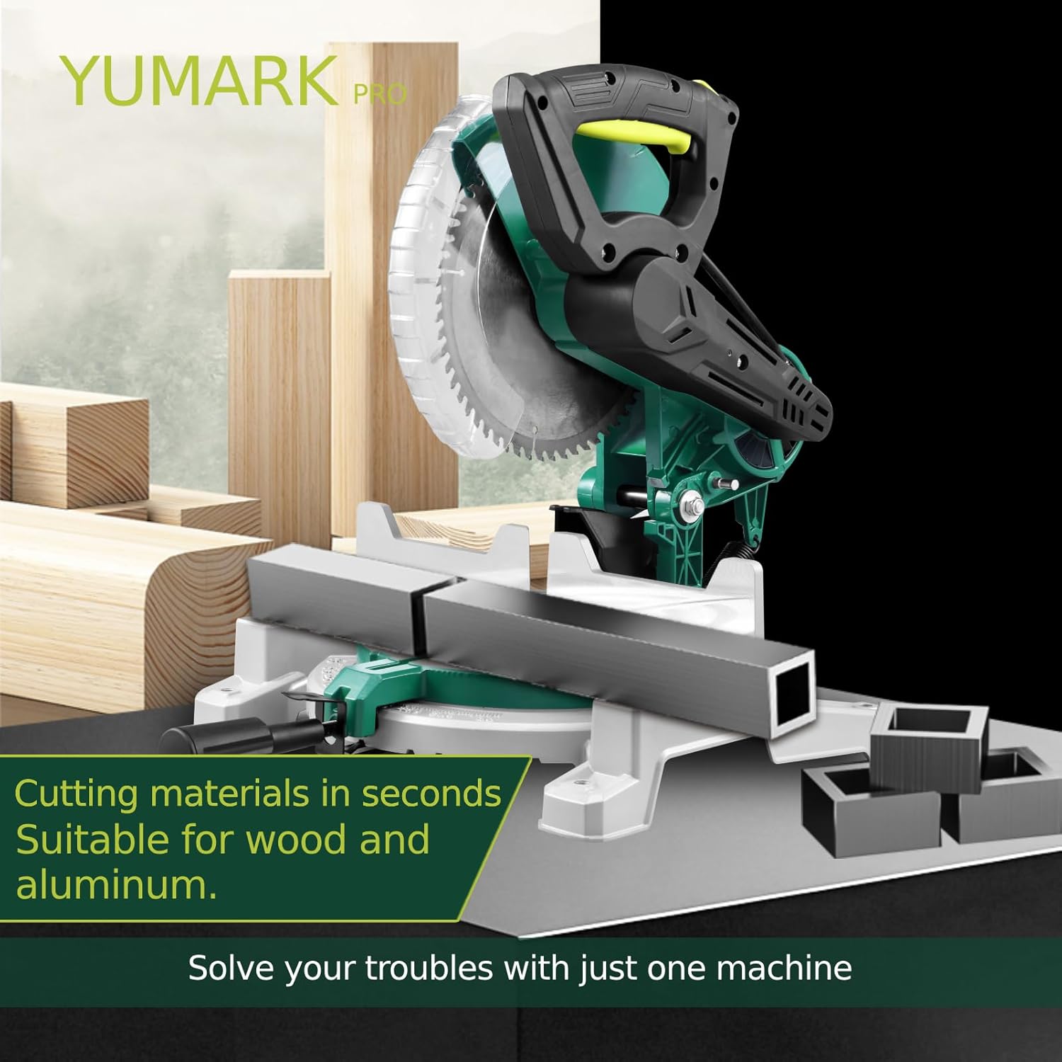 10-inch Miter Saw 6000RPM Corded Power Wood Circular Saw with Precision Miter Angles, Lightweight Design, 45° Adjustable Table