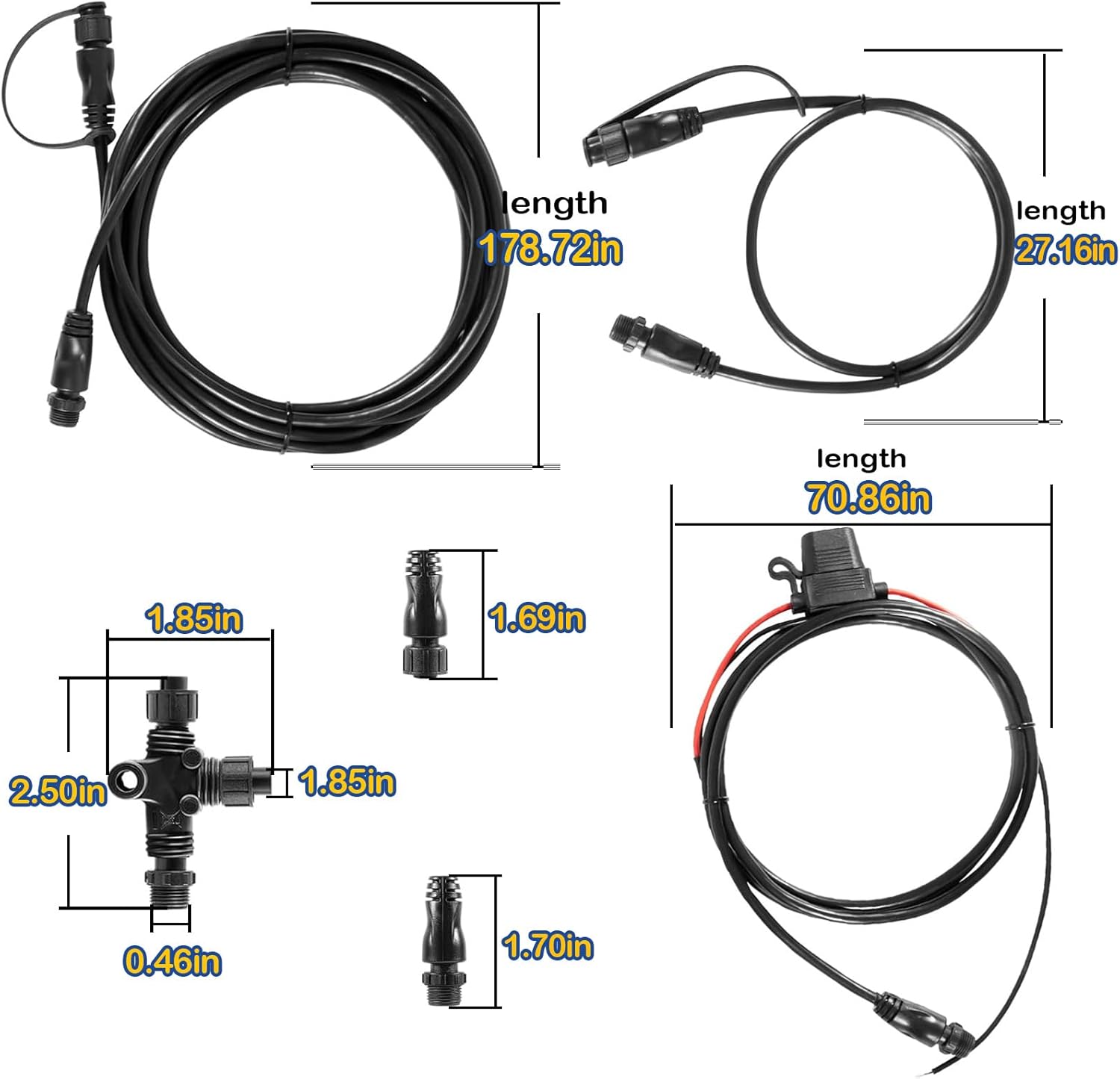 YMT Replace 124-69 NMEA Network Starter Kit,for NMEA 2000 Node Terminators,Connection with T Connector,Compatible with Lowrance N2K-Exp-Rd-2 Network Starter Kit
