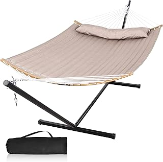 Sponsored Ad - Mansion Home Hammock with Stand, Foldable Curved Bar Hammock with Stand 2 Person Heavy Duty, Double Hammock...