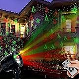 Christmas Laser Lights, Projector Lights Landscape Spotlight Red and Green Star Show with Christmas Decorative Patterns for Indoor Outdoor Garden Patio Wall