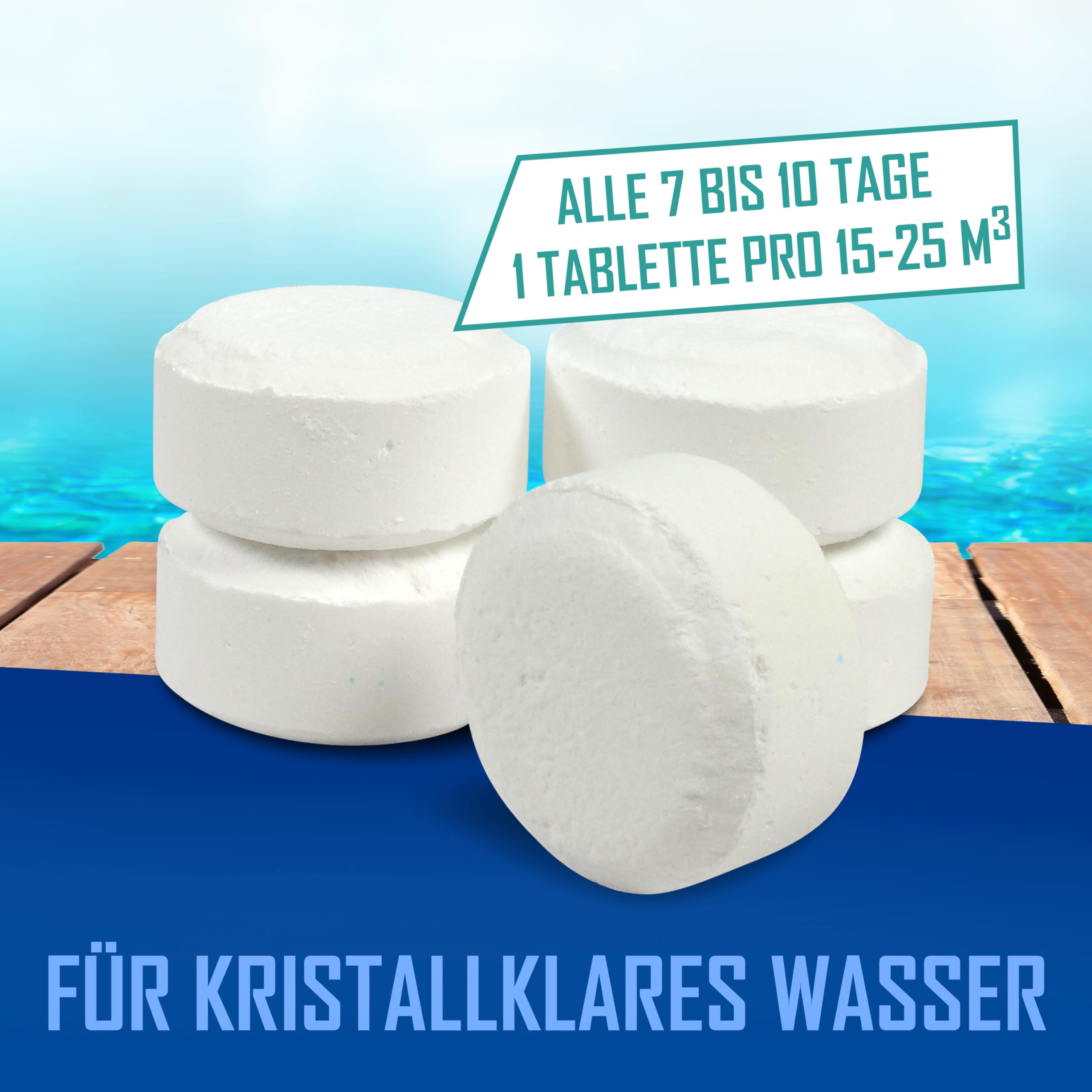 Astral Pool Multi Action Plus 10 kg - Langsam lösliche 250g Chlortabletten für Langzeitdesinfektion & Algenverhütung