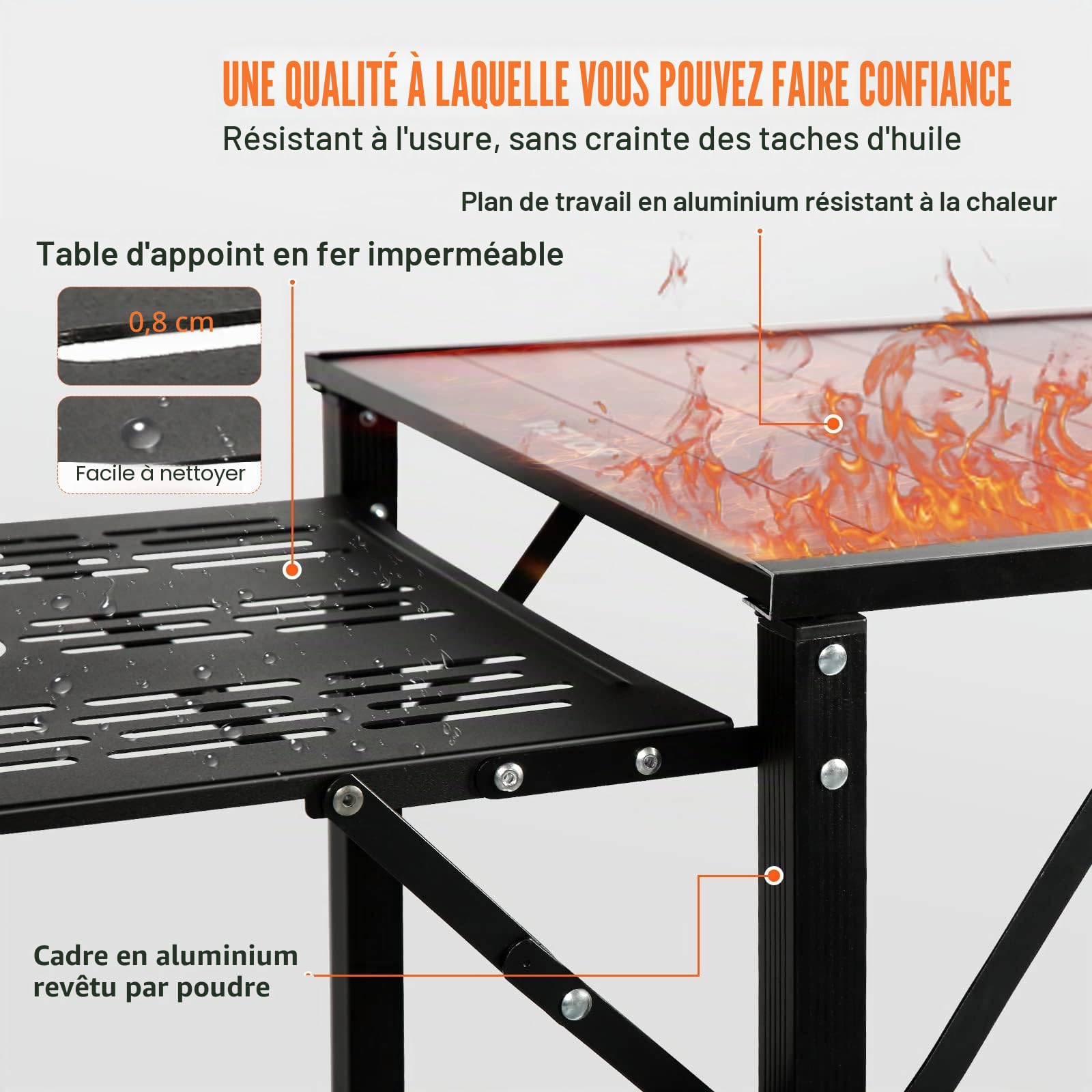 VEVOR Cuisine de Camping 174 x 50 x 160 cm Table de Camping Pliable Structure en Alu 5 Comptoirs Meuble de Cuisine avec Sac de Transport Évier Amovible Installation Facile pour BBQ Pique-Nique Jardin