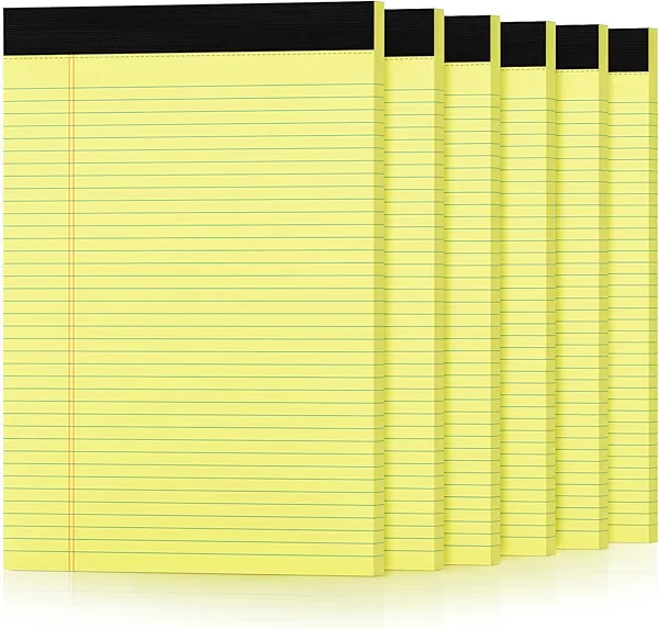 6 Pack Yellow Legal Pads 8.5 x 11 College Ruled Lined Writing Note Pads 8.5 x 11 Narrow Ruled Yellow Paper Pads 8.5 x 11 Legal Pad 8.5 x 11 Pads of Paper 30 Sheets Writing Pad Legal Notepads 8.5 x 11