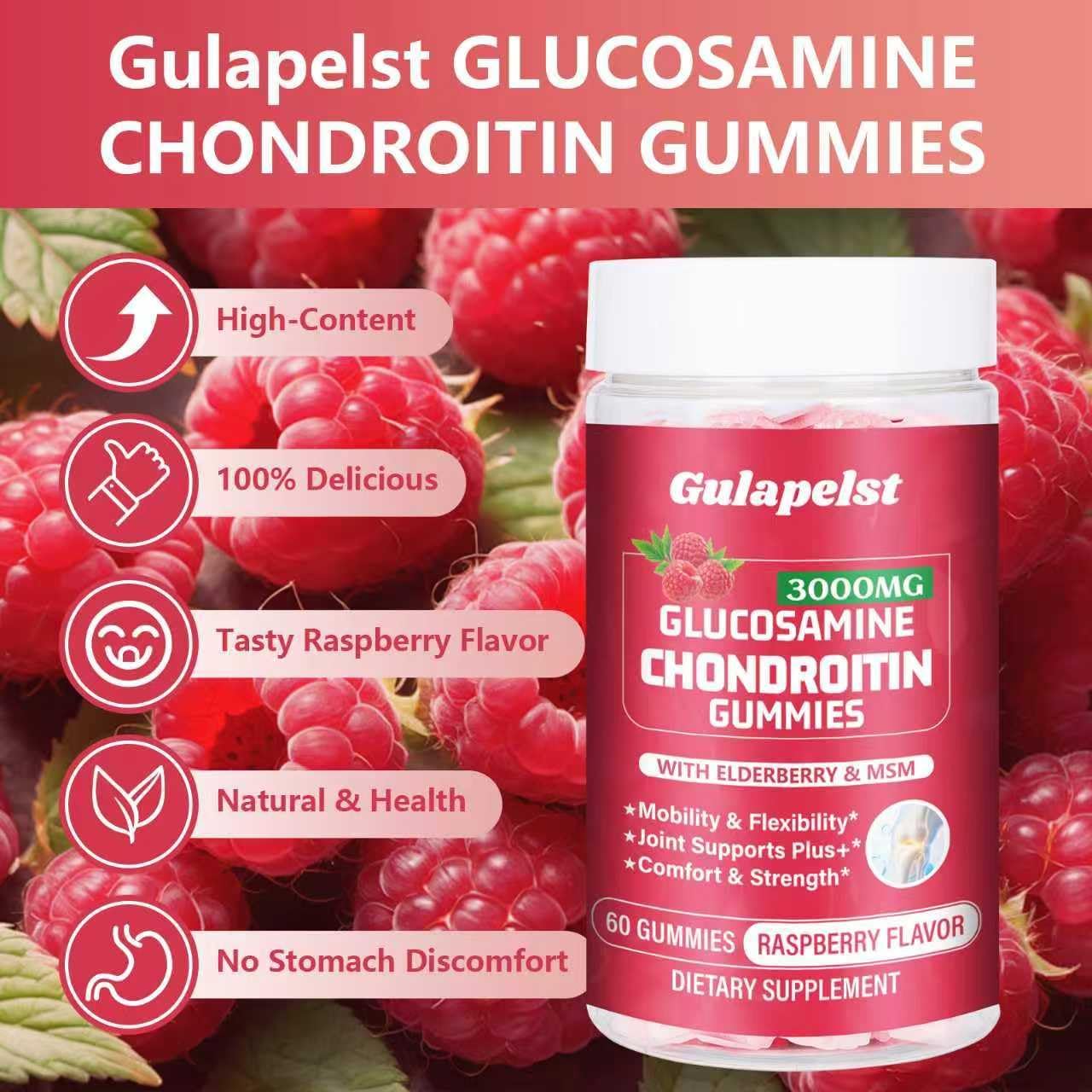 3 Packs 3000MG Glucosamine Chondroitin Gummies - Extra Strength Joint Health & MSM Elderberry Natural Joint Support Supplement, Flexibility, Antioxidant Immune Support for Adults, 180 Gummies