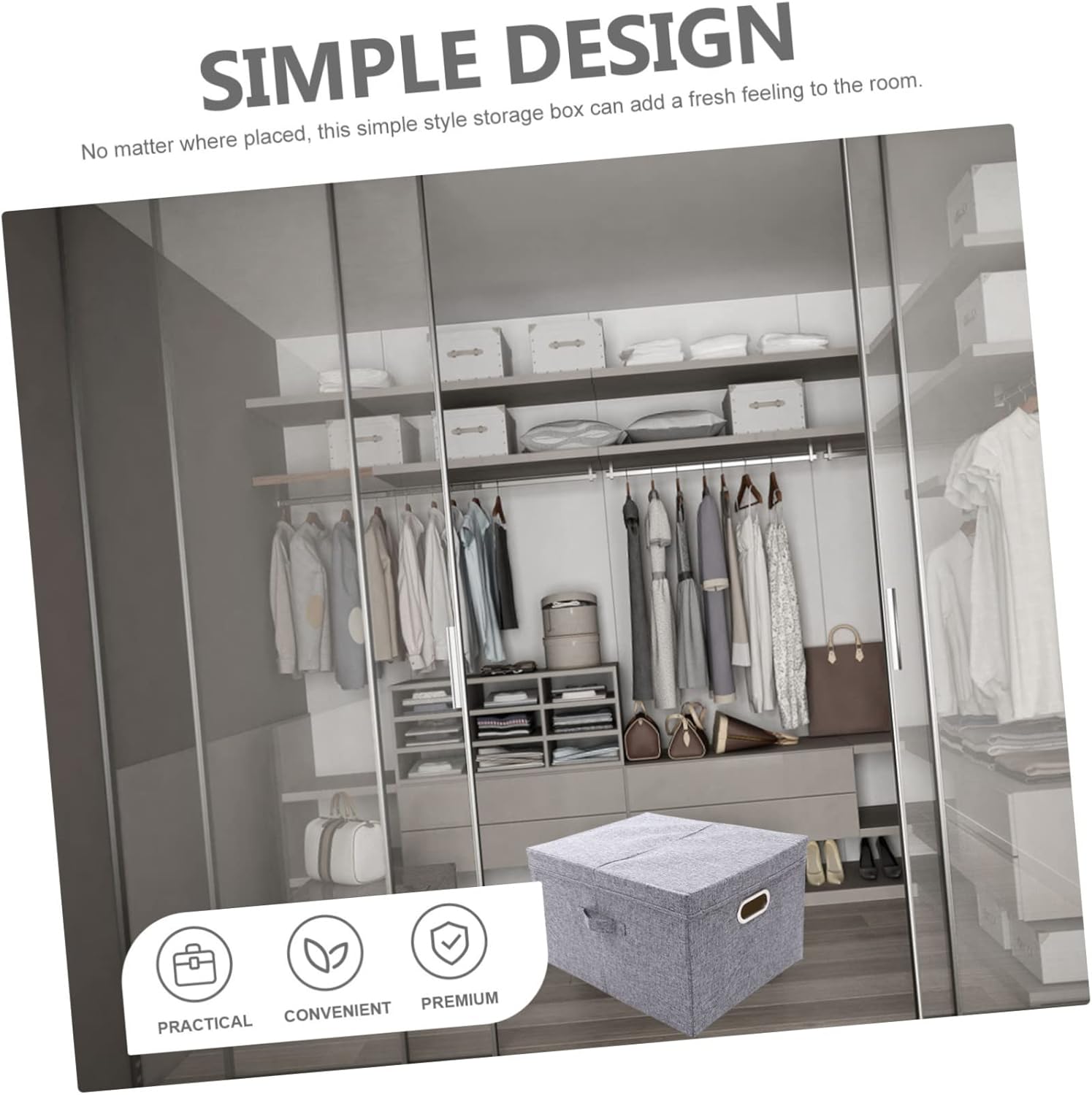 Large Fabric Storage Box with Lid Metal Buckle Foldable Home Organizer for Sundries Cotton-Linen Blend for Bedroom and Living Room