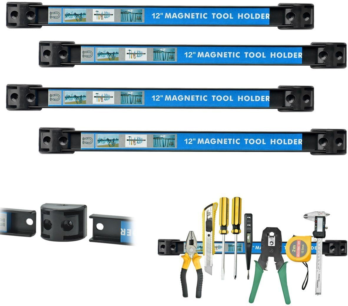 Exclusive Discount 🔥 Alouette 4 Pieces 12 Inches Magnetic Tool Holder Racks,Metal Tool Organizer Bar for Garage&Workshop