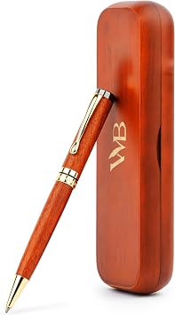 Wordsworth and Black Ballpoint Pen Set - Stunning Luxury Pen Bamboo Cherrywood Gold Finish, Refillable, Best Ball Pen for Men & Women, Black Ink Refill, Elegant, Point Pen | Ball Point Gift for Men , Women, Cherry, Gold Finish, Graduation, Executive, Smooth Ink, Case , Refill Included