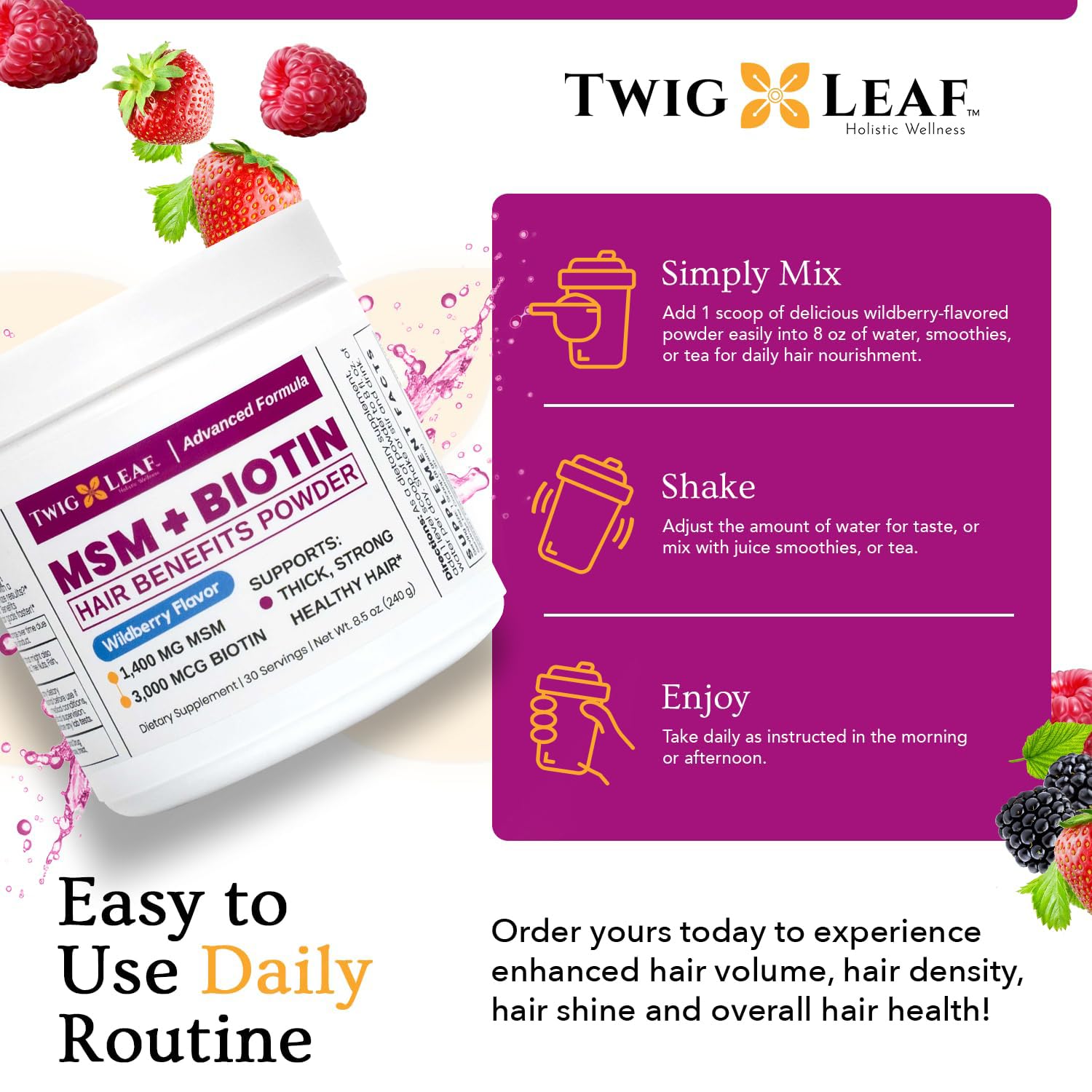 MSM + Biotin Hair Benefits Powder - Hair Growth MSM Supplement for Women — Amazon image 4