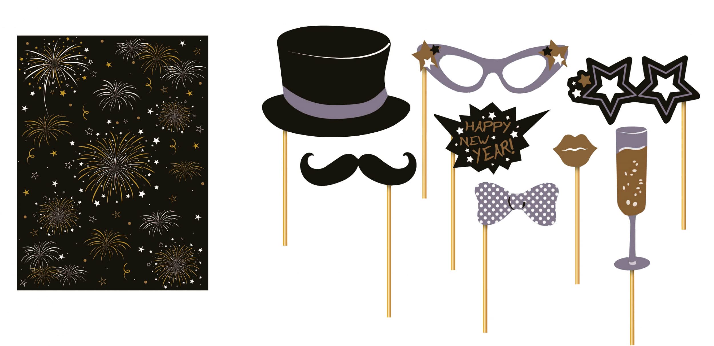 FIESTAS GUIRCA Set of 8 pieces Photo Booth Props Capodanno with background