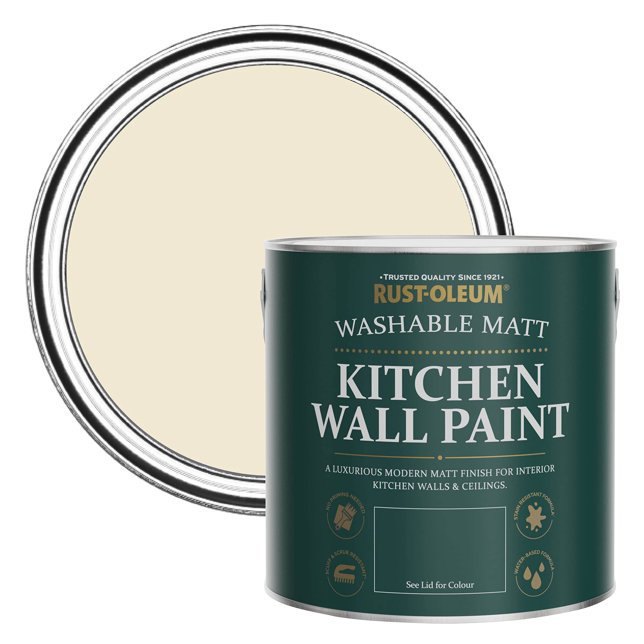 Rust-Oleum Beige Washable Kitchen Wall Paint in Matt Finish - Quarry Lime 2.5L