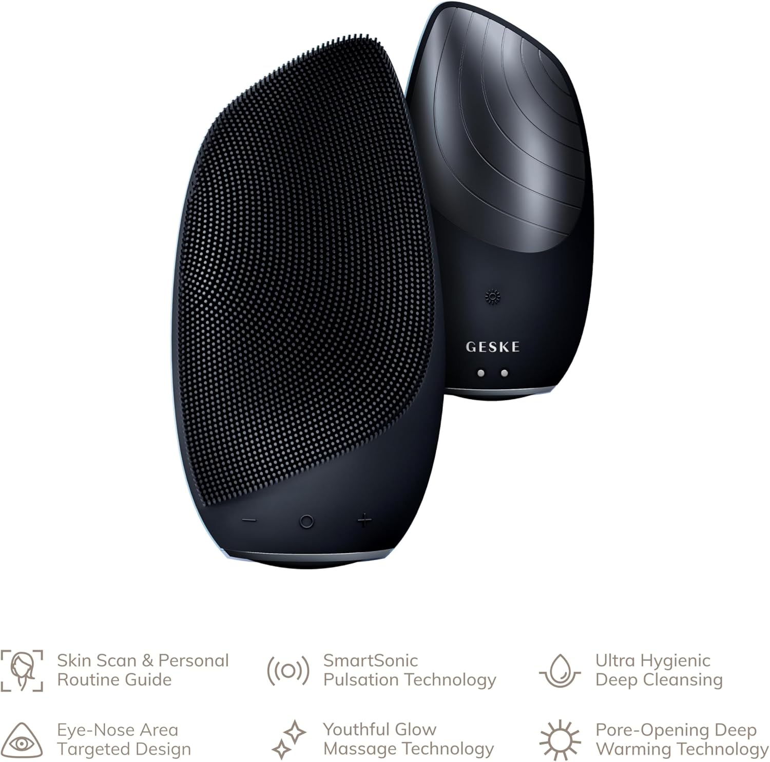 GESKE SmartAppGuided Sonic Thermo Facial Brush | 6 in 1 | Skin Cleansing | Cleansing Brush with Thermal Function | Electric Facial Massager