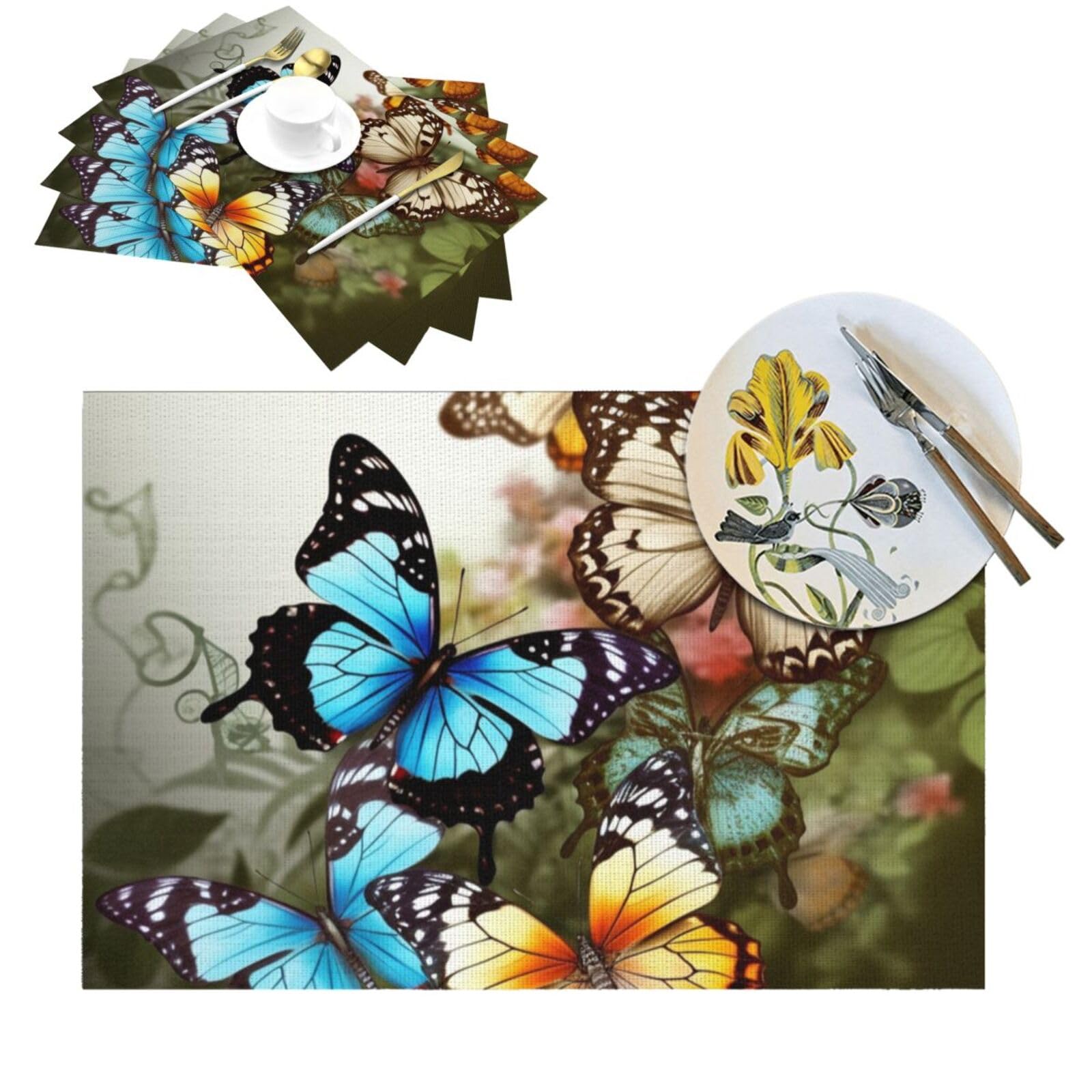 Sets de table anti-chaleur lot de 6 en PVC pour protéger la table des taches papillons