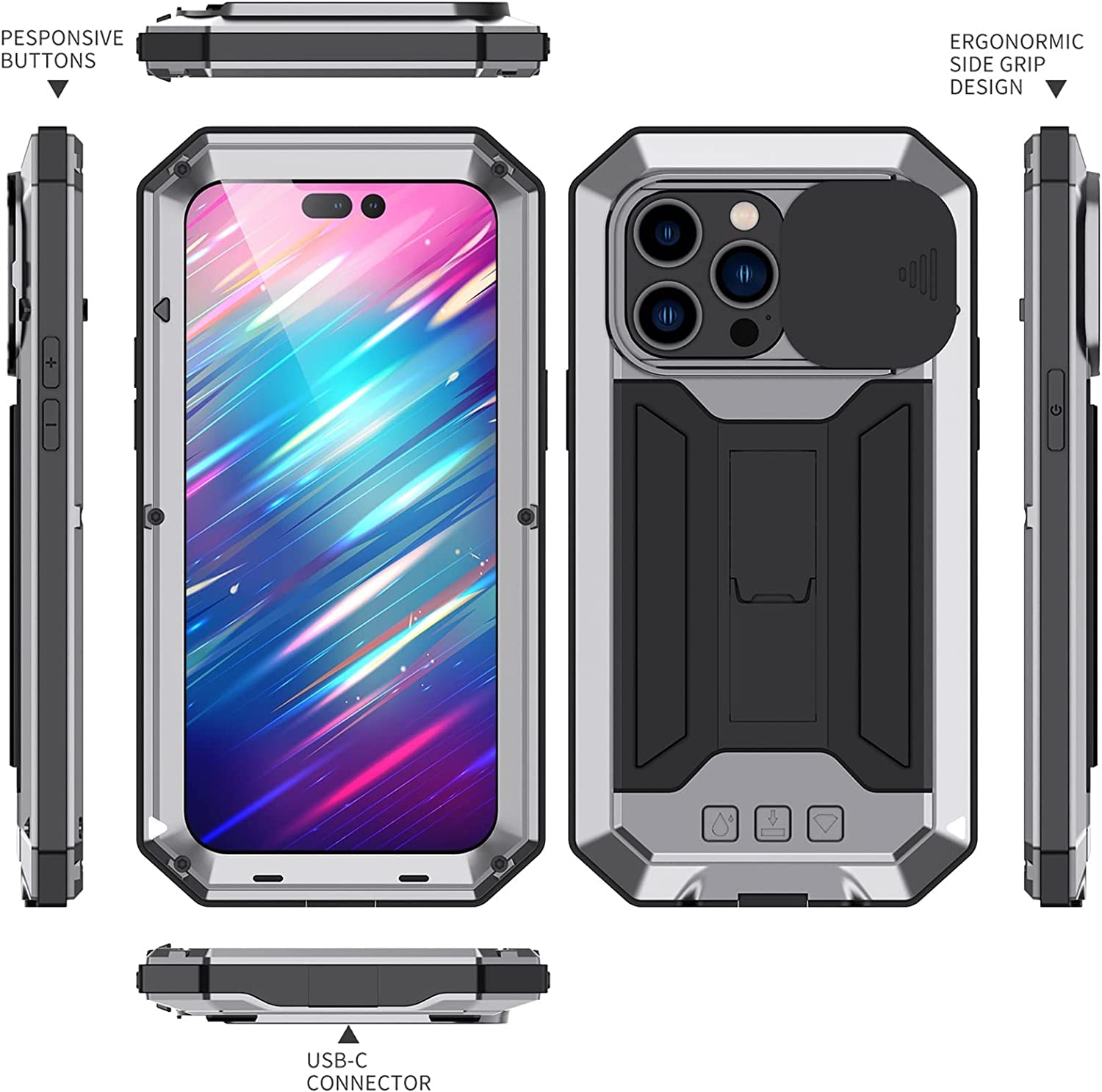 Case For IPhone 14/14 Plus/14 Pro/14 Pro Max, Military Shockproof Phone Case, With Built In - View #9