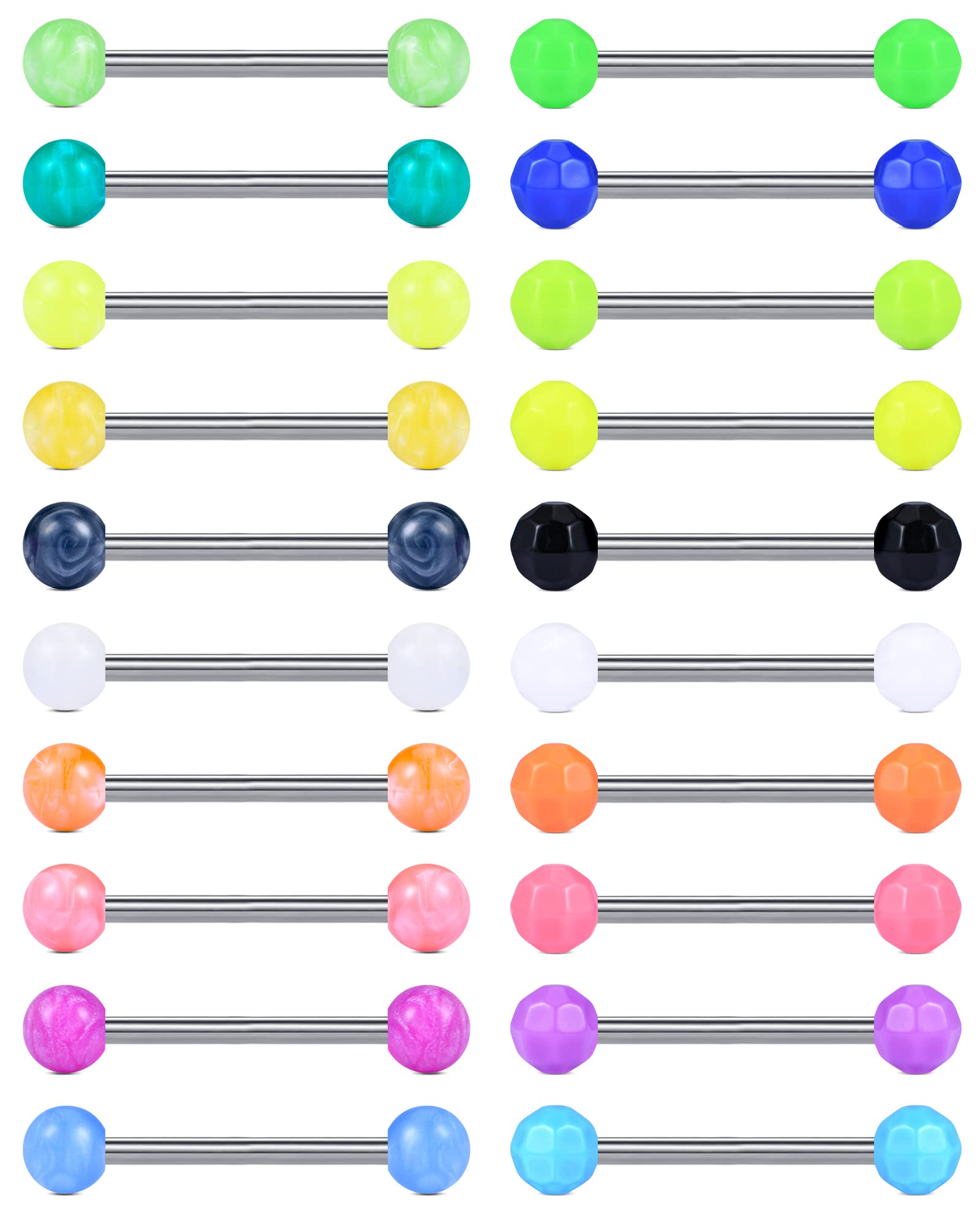 Funseedrr20pcs Piercing Lengua Pezón Anillo Acero Quirúrgico 14G 14mm 16mm Recto Barra Lengua Pezón Piercing Joyas