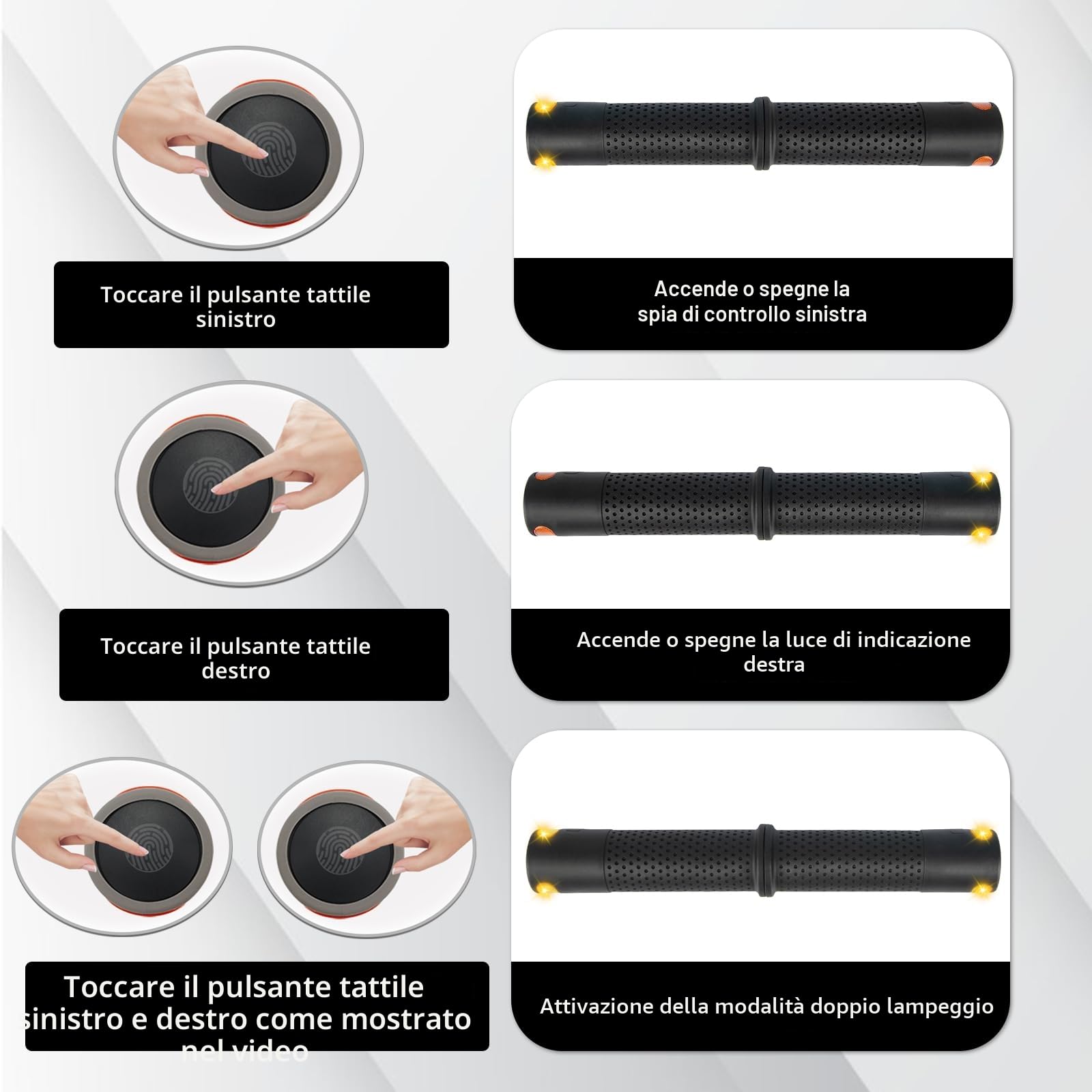 RUISHIKA E Scooter Freccia con Maniglia, Scooter Lampeggiante Maniglia Luce di avvertimento Doppio Flash Luce Posteriore con Xiaomi M365/Pro2/1S Ninebot ES1 ES2 ES4 G30 Soft Handlebar Grips, Accessori
