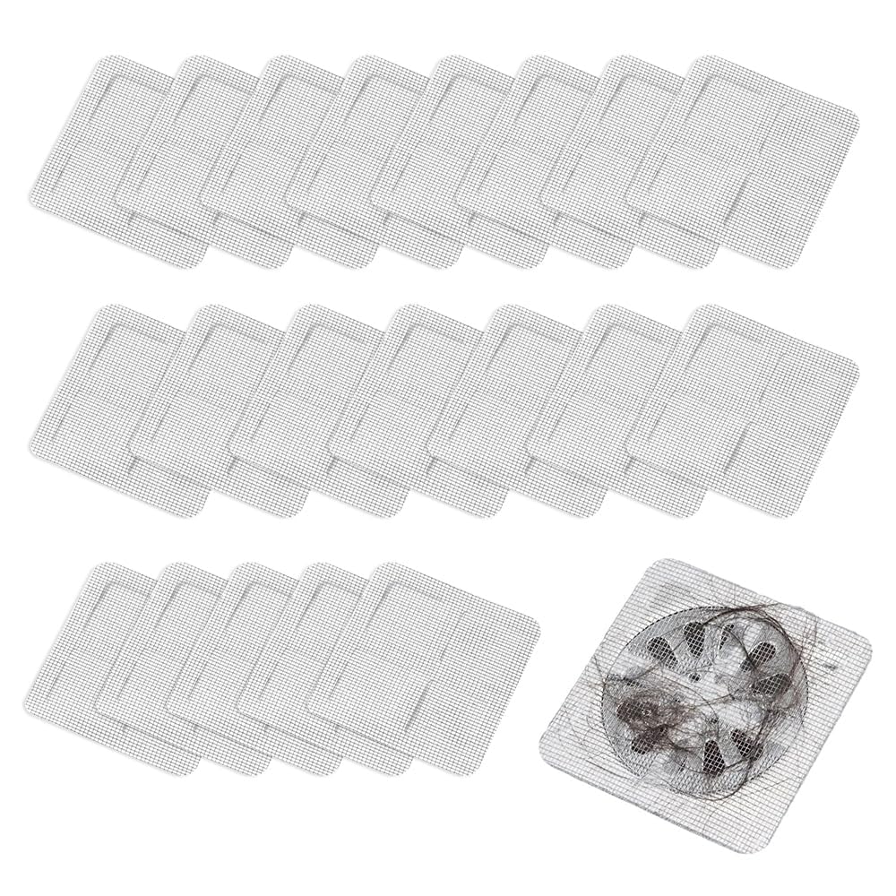 Disposable Shower Drain Hair Catcher, 2026 New Drain Mesh Cover Bathroom Shower Disposable Hair Drain Stickers, Drain Protecto for Kitchen Bathroom Laundry for Human and pet Hair (20)