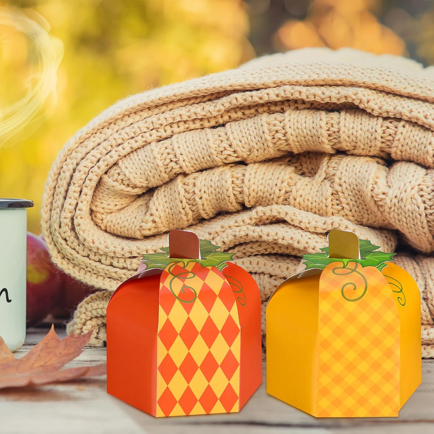 Cholemy 30 Pcs Thanksgiving Fall Treat Boxes Pumpkin Shape Gift Box for Candy Cookie Fall Treat Boxes Containers for Autumn Harvest Thanksgiving Party Favor Decoration, 6 Designs (Classic) - Image 6