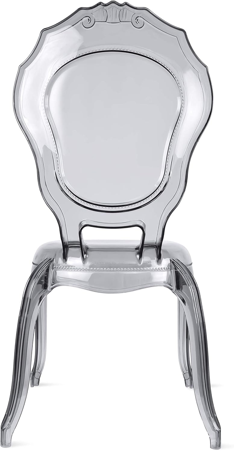 2xhome Stackable Ghost Dining Chair | Transparent Vanity Armchair | Louis Belle Style Kitchen Patio Chair Parent (2, Smoke, Armless)