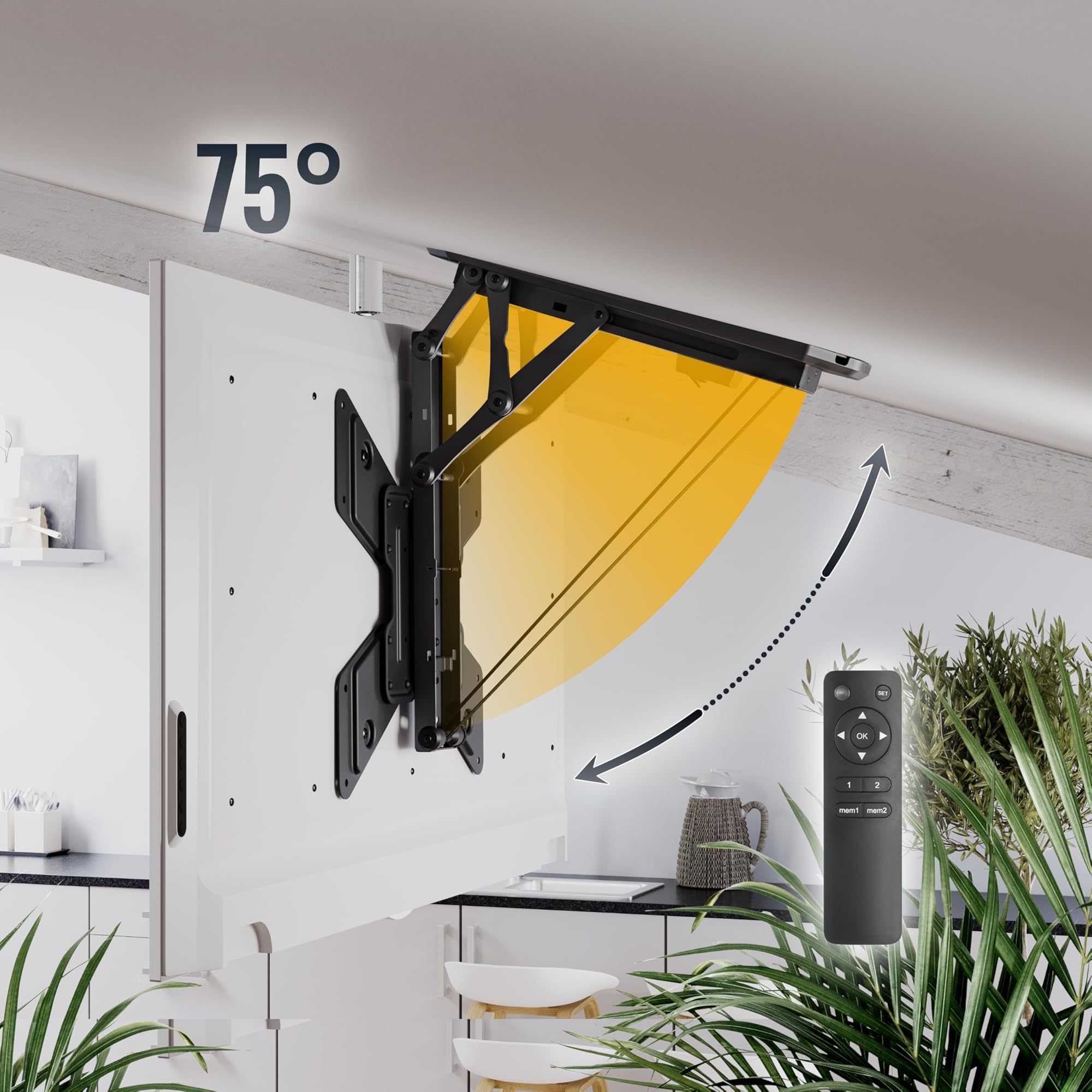RICOO SE0544 Supporto TV da soffitto Staffa TV 32-55 pollici per 32 40 42 43 48 50 55 pollici pieghevole fino a 30 kg max VESA 400x400
