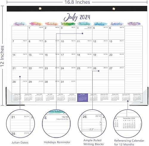 Miniatura 3 de Calendario de escritorio 2024-2025, calendario 2024-2025 de julio de 2024 a diciembre de 2025, calendario mensual de escritorio de 18 meses, 17 x 12