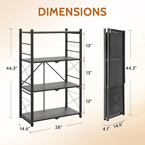 Miniatura 3 de Estante plegable para invernadero de 4 niveles, estante de almacenamiento de acero resistente y soporte para plantas, unidad de estantería sin