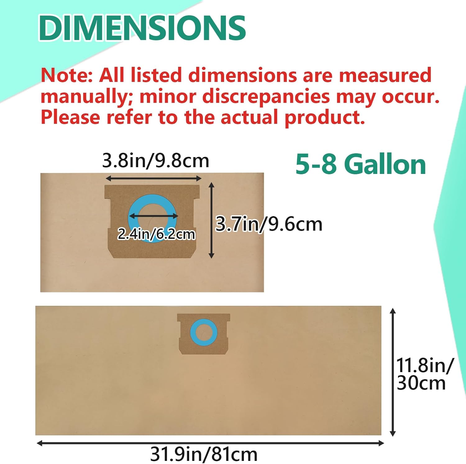 11 Pack DXVA19-4104 Disposable Filter Bags Compatible with DEWALT 5-8 Gallon Wet/Dry Vacuum, Disposable Shop Vac Bags Replacement: DXV05P, DXV05S, DXV06PL, DXV08S, DXV08SL, DXV08SA