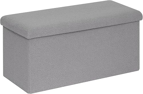 Miniatura 89 de PINPLUS Otomanas otomanas de almacenamiento con forma cuadrada con reposapiés de almacenamiento para sala de estar, asiento otomano Boucle para