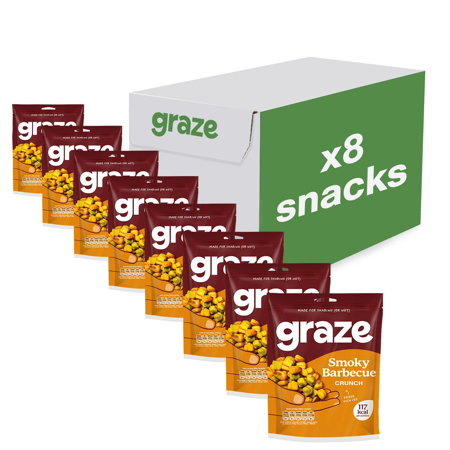 GRAZEHealthy Snacks - BBQ - 100gx6 Bags - Vegan Snacks - Alternative for Crisps, Mixed Nuts & Pretzels