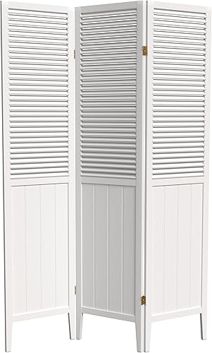 Oriental Furniture - Divisor de abalorios de 6 pies de alto, color blanco, 3 paneles
