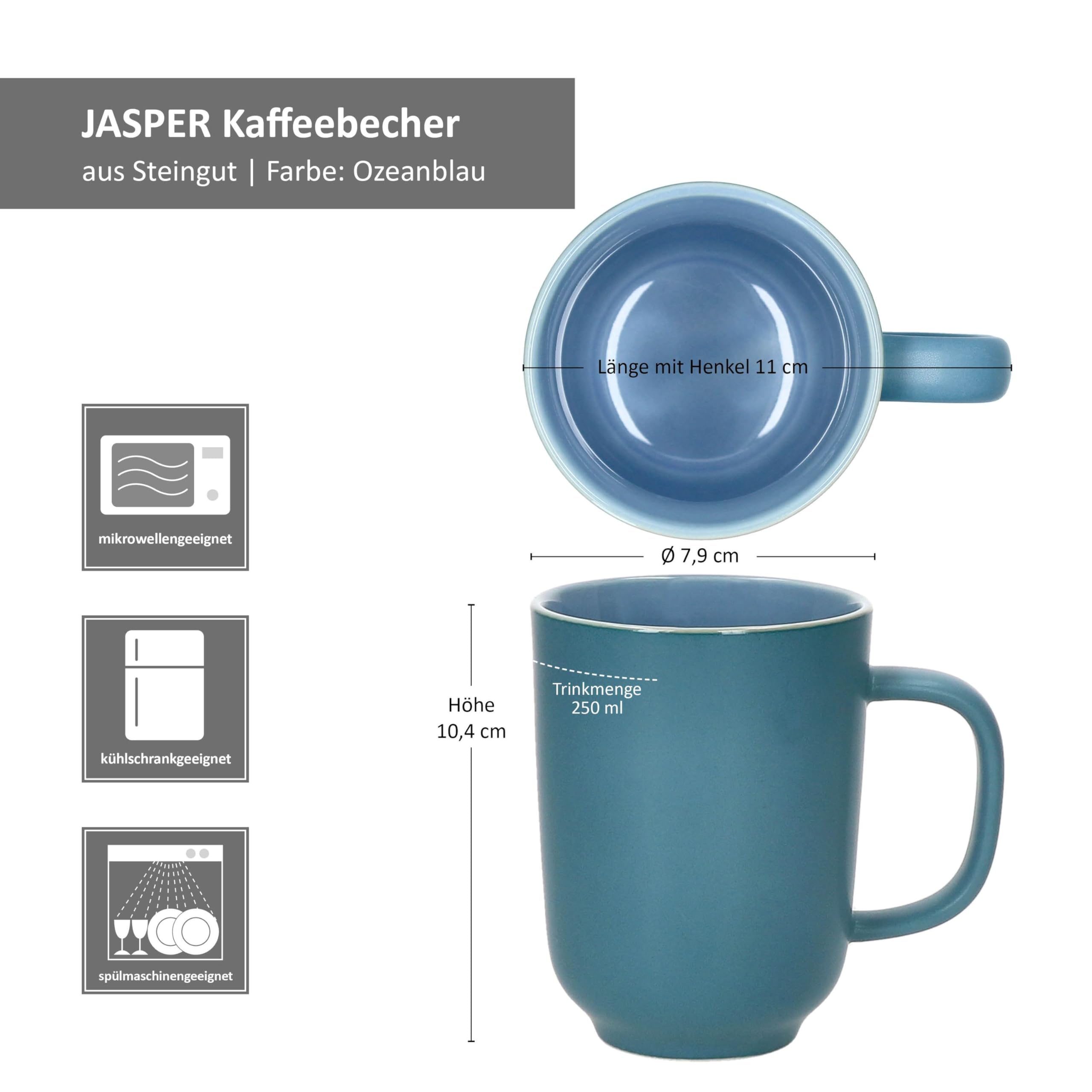 Ritzenhoff & Breker Jasper - Set Di 6 Tazze Da Caffè, Blu Oceano, 250