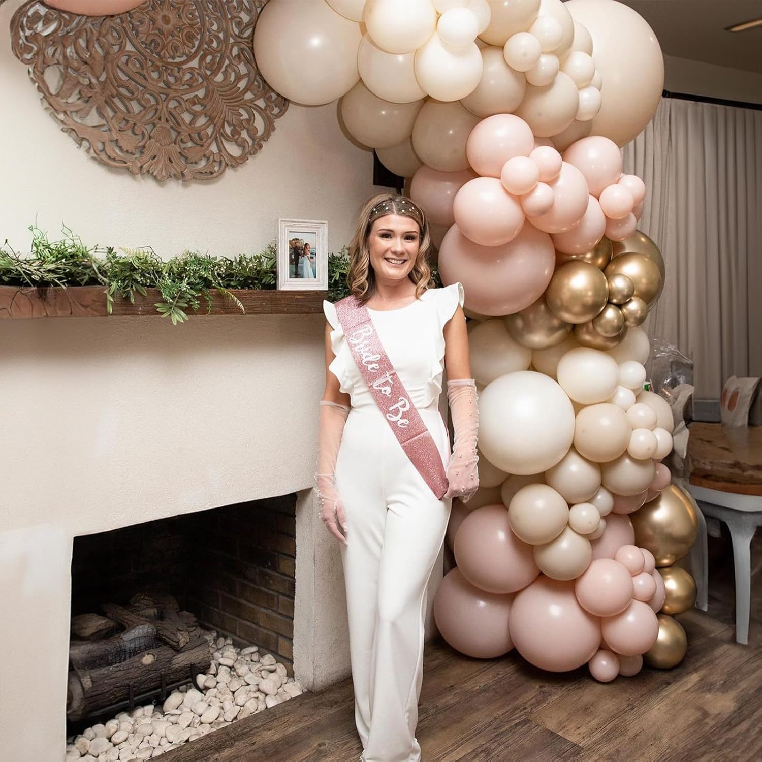 White Sand Gold Balloons Set with Electric Balloon Electric Air Pump Inflatables Machine Dual Nozzle Balloon Pump for Latex 260q Foil Balloons 110V Inflator Deflator Pool Inflatable Bed Vacuum Bag