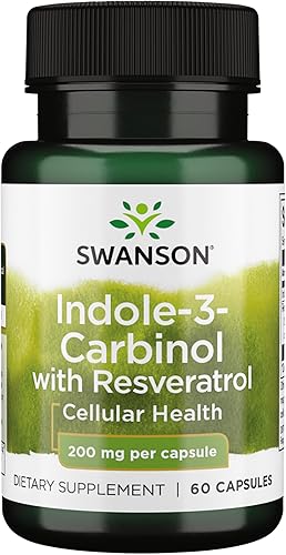 Swanson Indole-3-Carbinol con Resveratrol - Suplemento I3C que promueve la protección celular - Suplemento natural para ayudar a mantener un