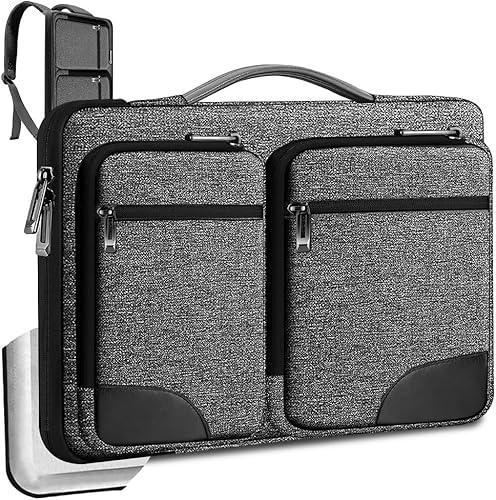 Miniatura 13 de Hseok Funda para laptop de 15, 15.6, 16 pulgadas, con asa y correa oculta, compatible con MacBook Pro 15.4 16, maletín protector de PC de 360° con 4