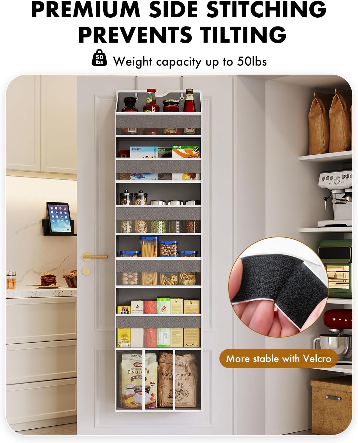 6-Shelf Over The Door Organizer - 2 Pack 50LB Load Hanging Door Storage Space Saving Wall Shoe Rack for Fits All Standard Doors - Perfect for Bedroom Bathroom Nursery Kitchen