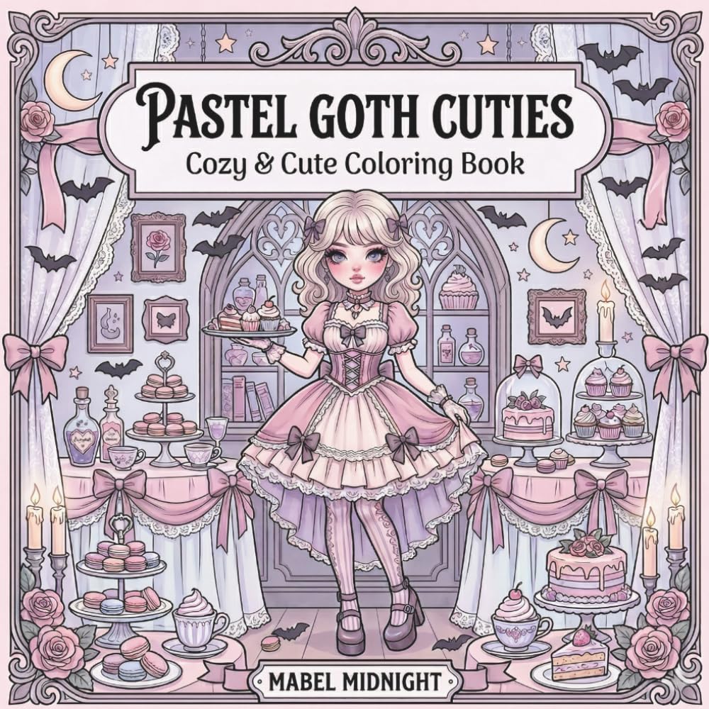 Pastel Goth Cuties Cozy & Cute Coloring Book: Cozy & Cute Coloring Book for Adults & Teens • Cute Gothic Girls, Kawaii Goth, Coquette Aesthetic, ... Pages (Moonlit Whimsy Coloring Series)