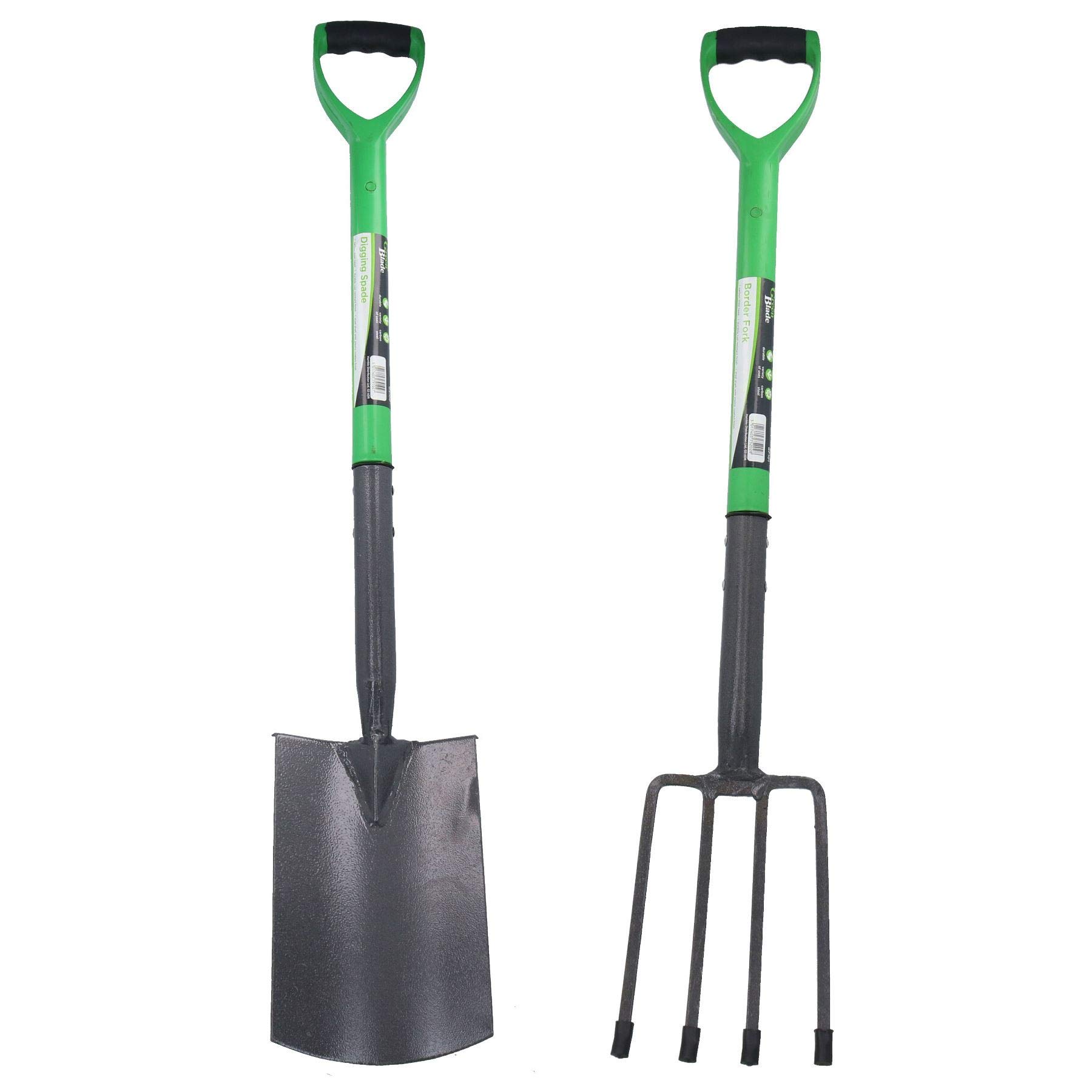 Ab Tools Sand Garden Gardening Border Fork + Digging Spade Carbon Steel Blades 2Pc Set