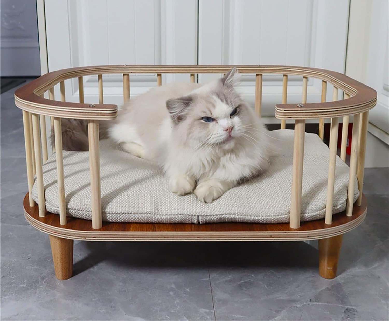 Pet Bed Rustic Rustic Elevated Pets Bed with Mattress, Portable Medium Raised Pet Cot for Cats/Dogs, for Indoor, Outdoor, Travel, Beach, Picnic