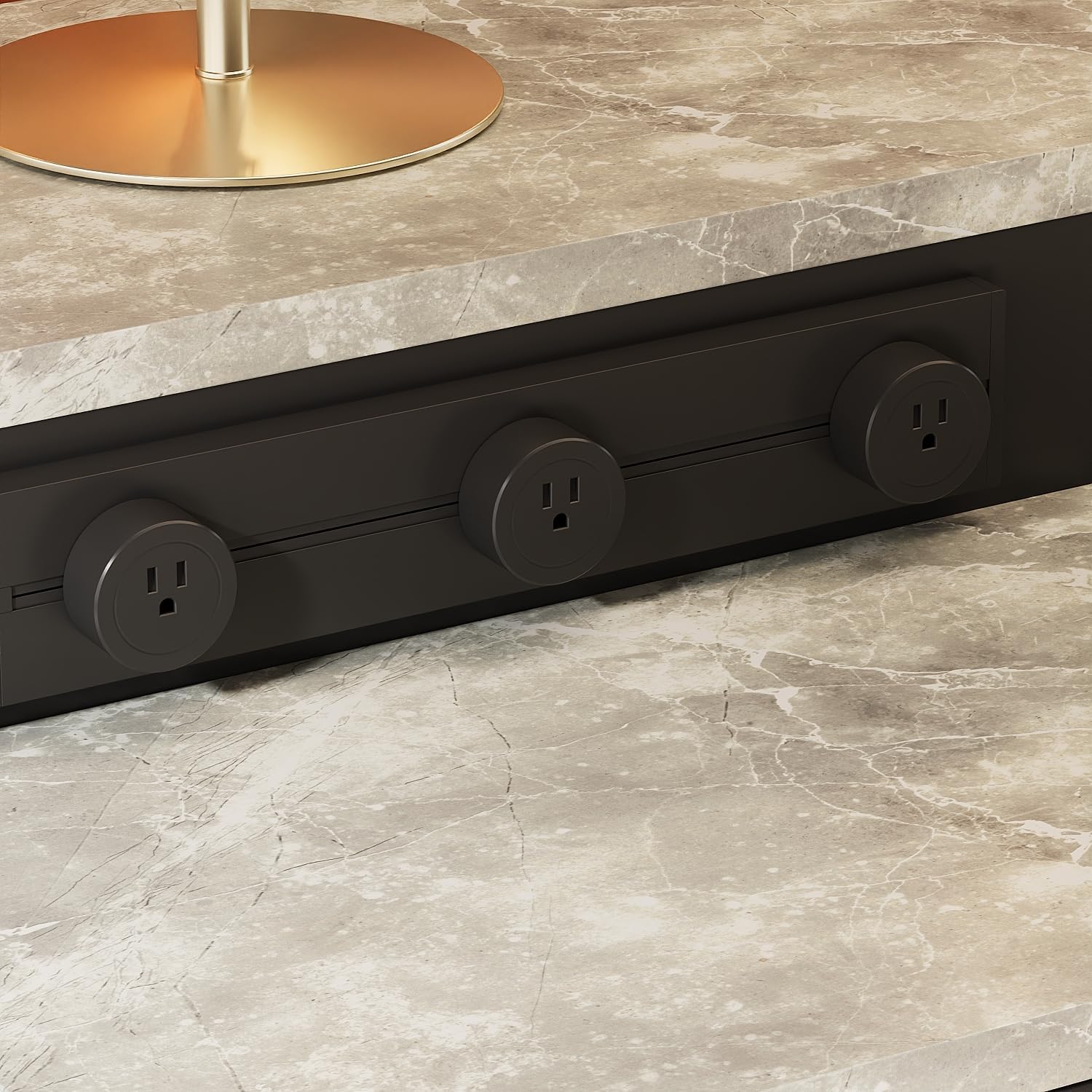 94.5" Large Bar Table Kitchen Station, Home Bar Unit with 3 Charging Socket, 4 Drawers & 2-Tier Shelf, Bar Cabinets Reception Desk for Home Pub Kitchen Storage, Black & Marble Pattern