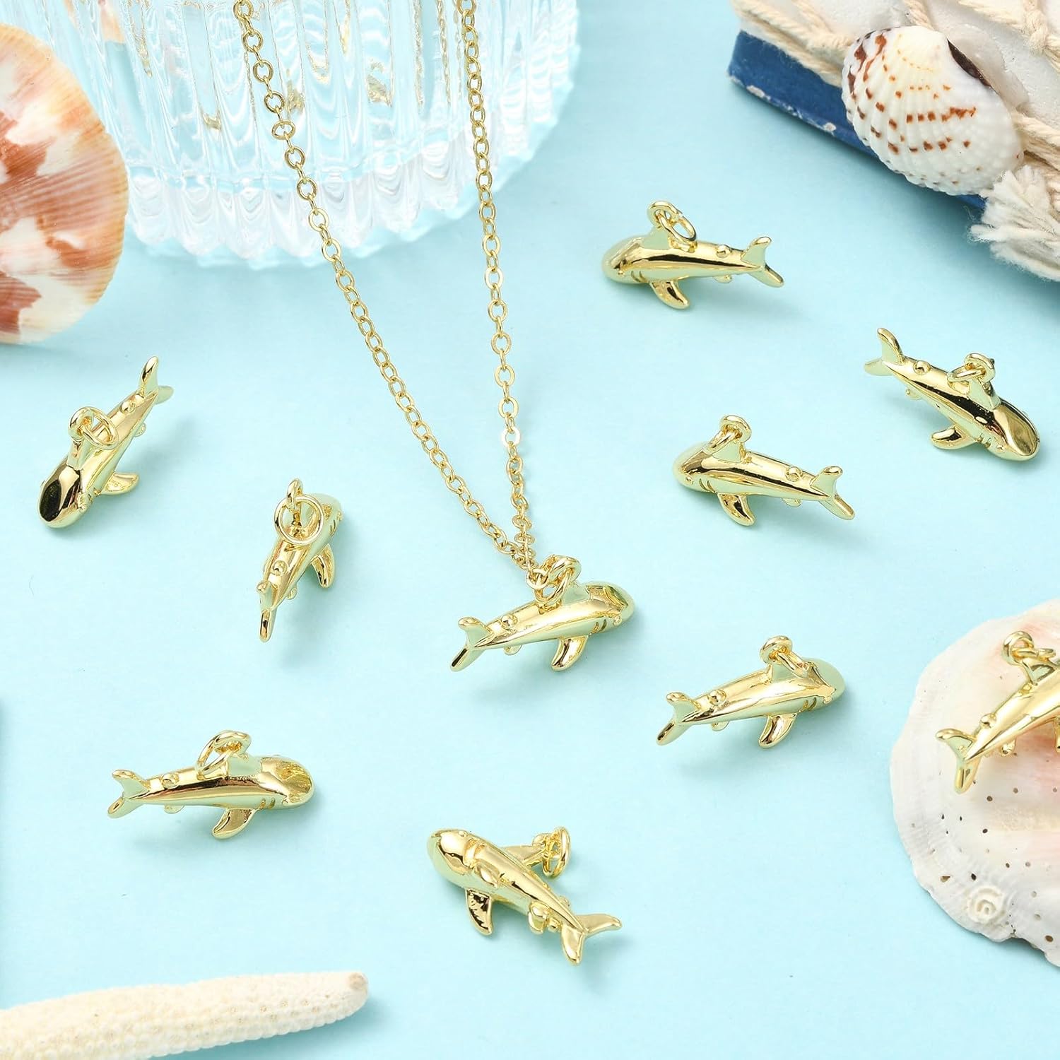 KitBeads 10Pcs Gold Plated Shark Charms Brass Ocean Animal Shark Fish Charm for Jewelry Making Bracelets Necklaces Earrings Crafts - Image 6