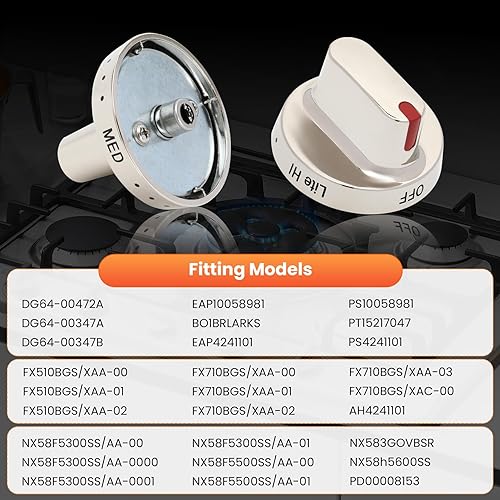 Miniatura 4 de 5 pomos de estufa DG64-00472A / DG64-00347A compatibles con pomos de estufa Samsung DG64-00473A, DG64-00347B Perilla de estufa, reemplaza a