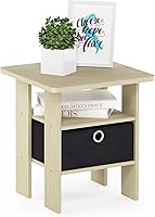 Vista 217 de Furinno- Colección Andrey- Mesa auxiliar, estación de carga con puerto USB y puerto tipo C c/compartimento de almacenamiento, 15.55 pulg ancho x