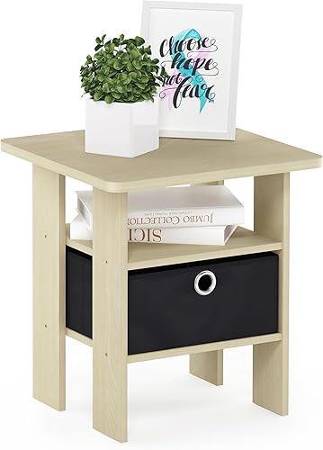 Miniatura 217 de Furinno - Colección Dario - Mesa auxiliar / mesita de arrime / mesita de noche / mesita de luz con cajón, paquete de 1, color expreso/marrón