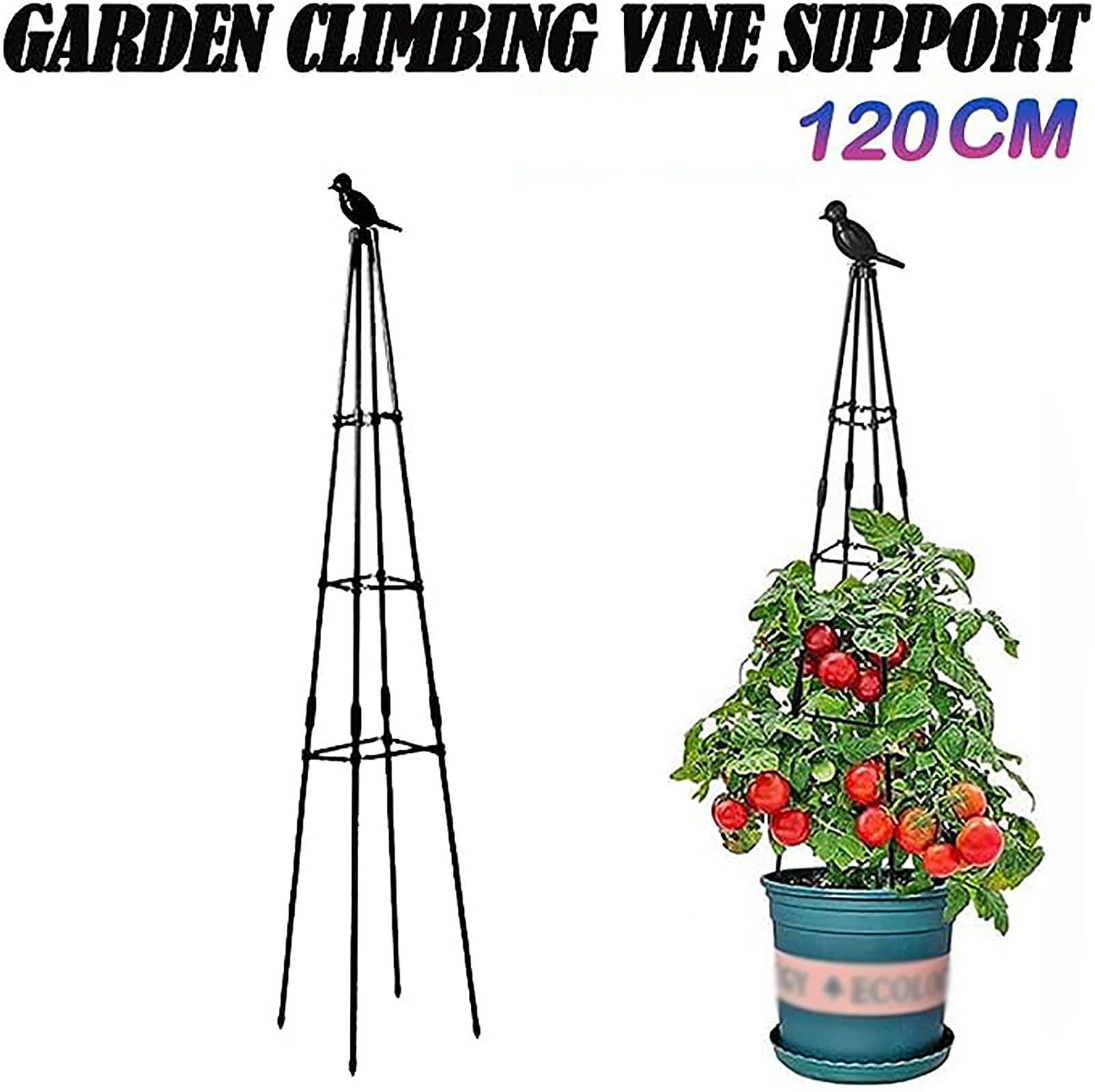 Traliccio Da Giardino In Metallo Per Piante Rampicanti | Obelisco 160 Cm | Tubo Acciaio Rivestito | Supporto Per Rose, Pomodori, Viti - 4